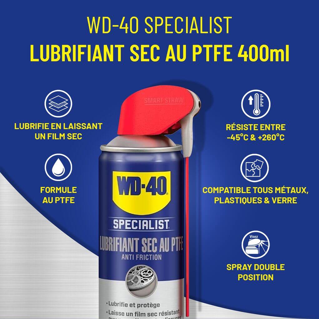 lubrifiant sec au ptfe wd 40 specialist 400 ml key features